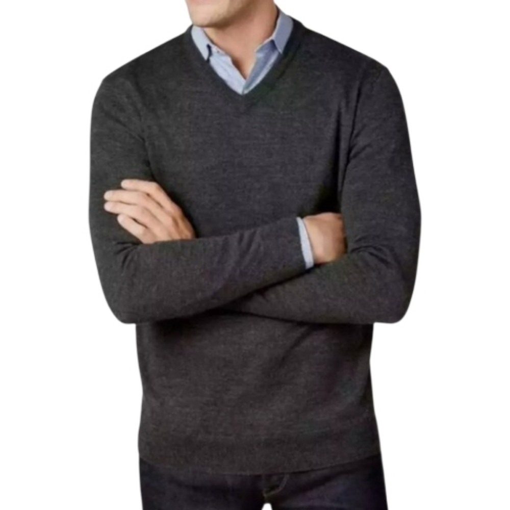 Men's Club Room Cashmere Charcoal V-Neck  Sweater